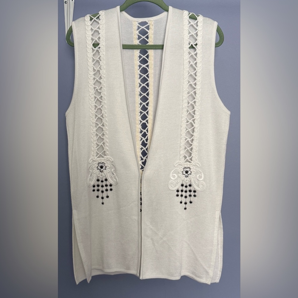 2/$32 Longline Vest with Embroidery